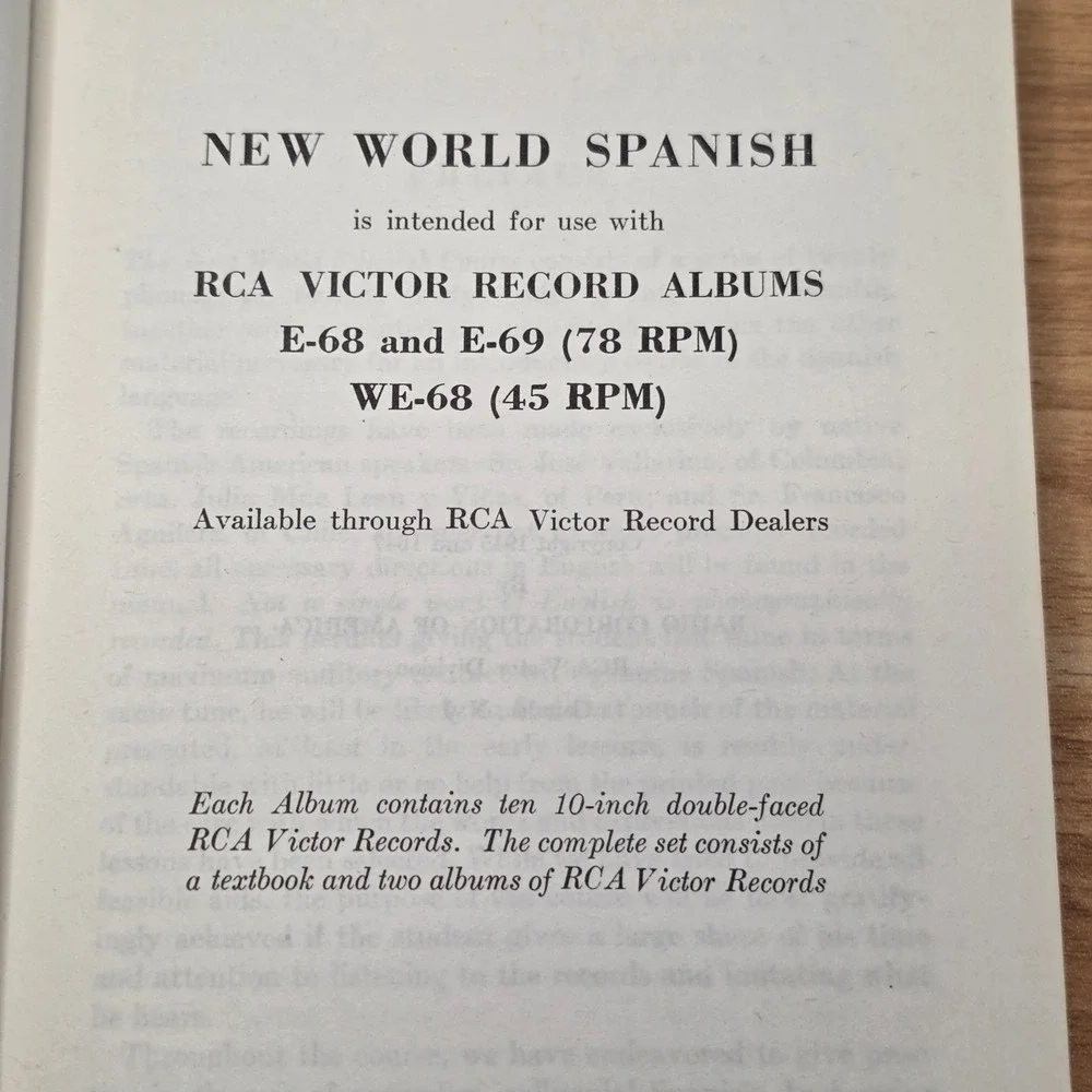 New World Spanish RCA Victor‎ Records Language Course Book Vintage Instructional